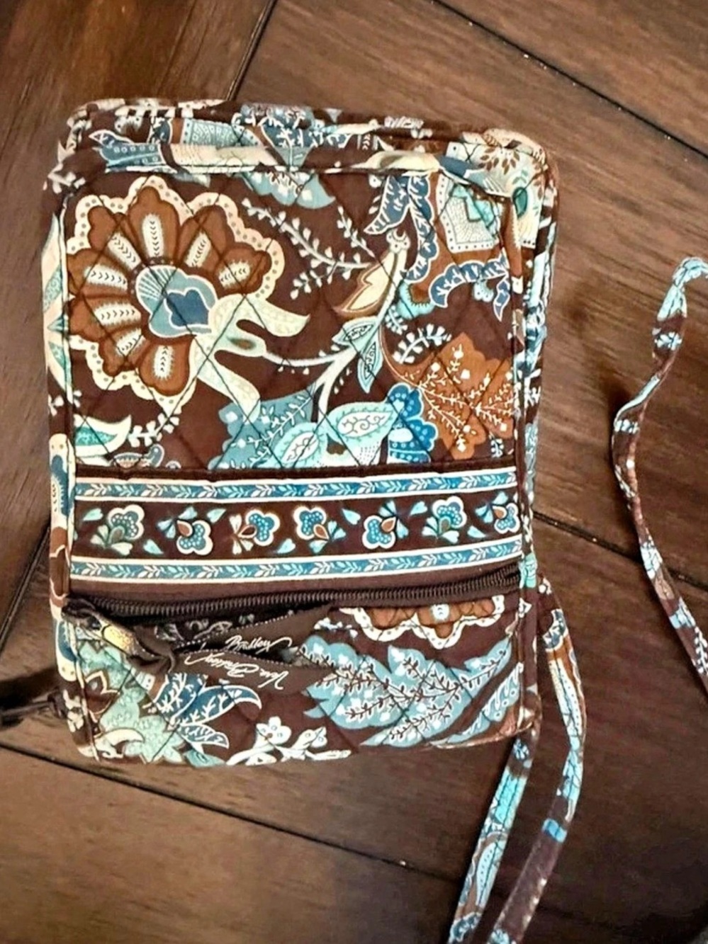 Vera Bradley Java Blue Little Hipster / Crossbody Organizer Floral Travel